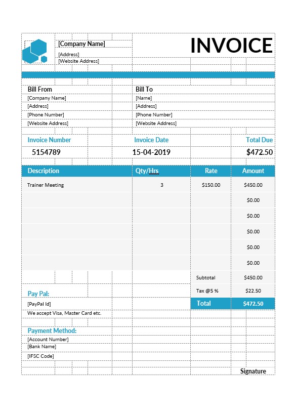 Educational Consultant Invoice Template PSD template